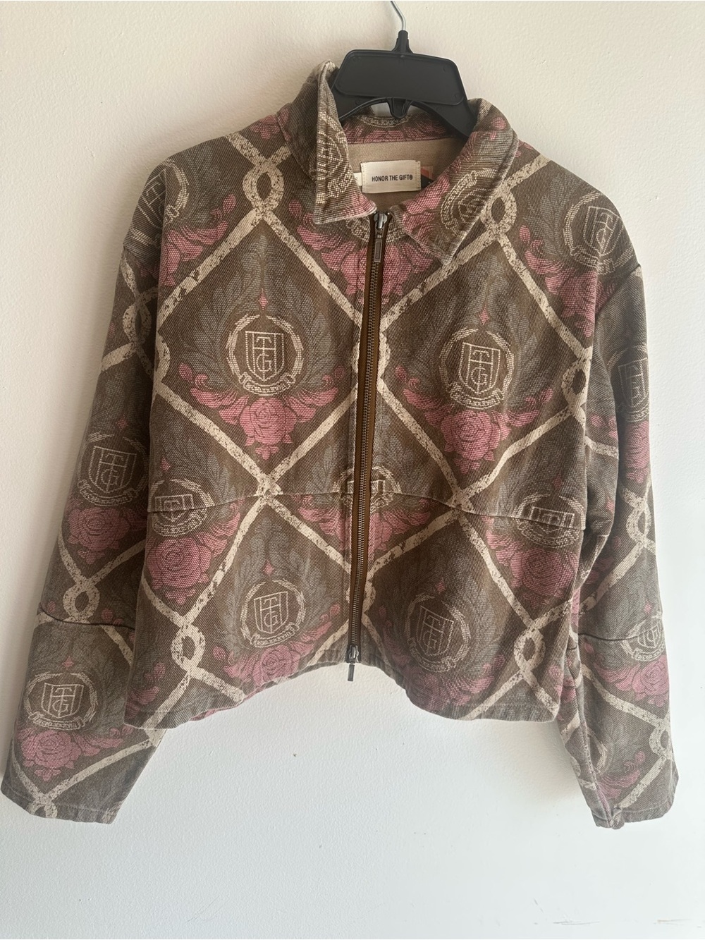 Honor The Gift Olive & Pink Patterned Bomber Jacket